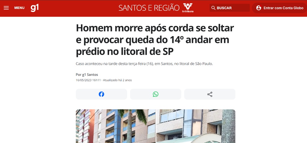 Queda 14º andar Santos