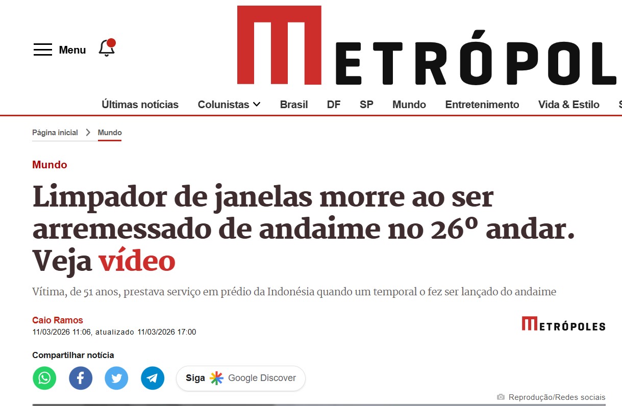 Queda andaime Metrópoles